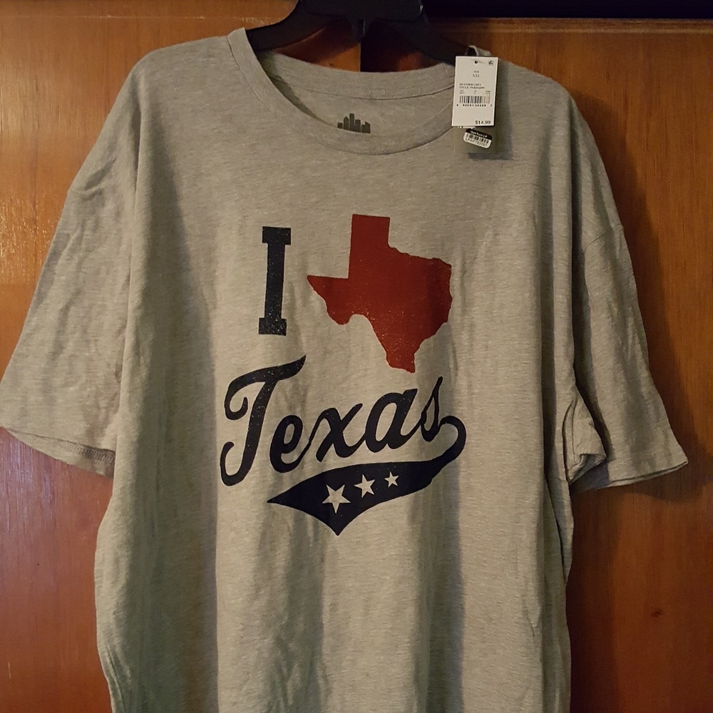 I Love Texas tshirt, "Texas Proud", Grey, Sz XXL